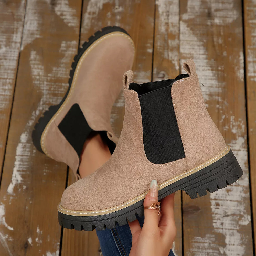 Round Toe Block Heels Boots