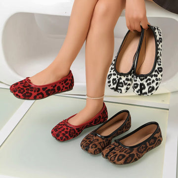 Split-Toe Leopard Print Slip-Ons