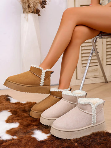 Cozy Winter Ankle Boots with Fluffy Fur Lining