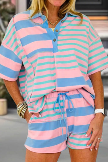 Stripe Patchwork Short Set