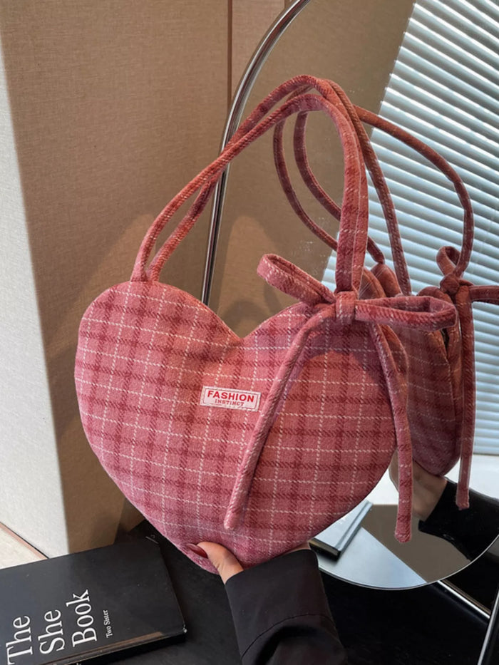 Heart Shaped Plaid Shoulder Bag