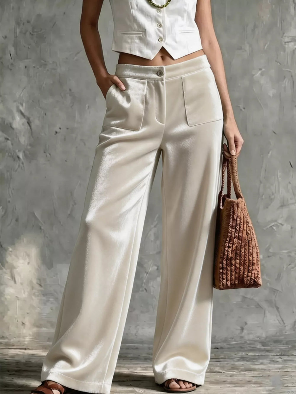 Full Size Velvet Wide-Leg Pants Plus Size