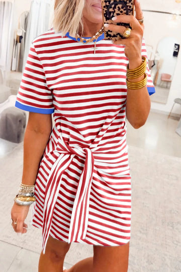 Striped Tie Front Mini Dress