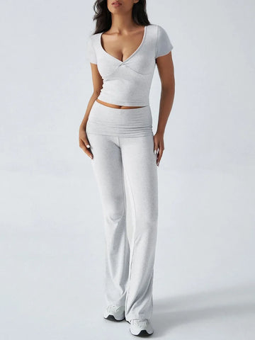 Devine Short Sleeve Top and Bootcut Legging Set