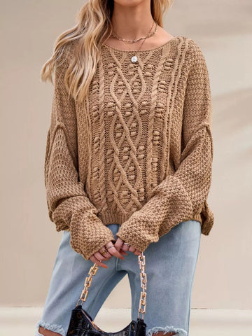 Cable Knit Dropped Shoulder Sweater