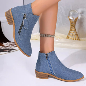 Point Toe Block Heels Boots