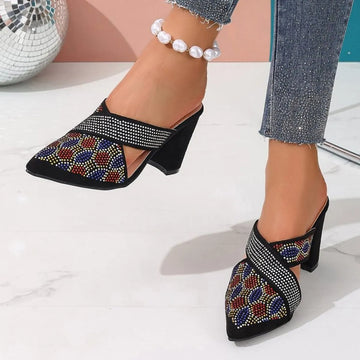 Point Toe Block Heels Sandals