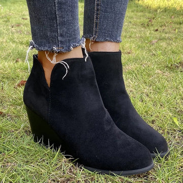 Round Toe Wedge Ankle Boots
