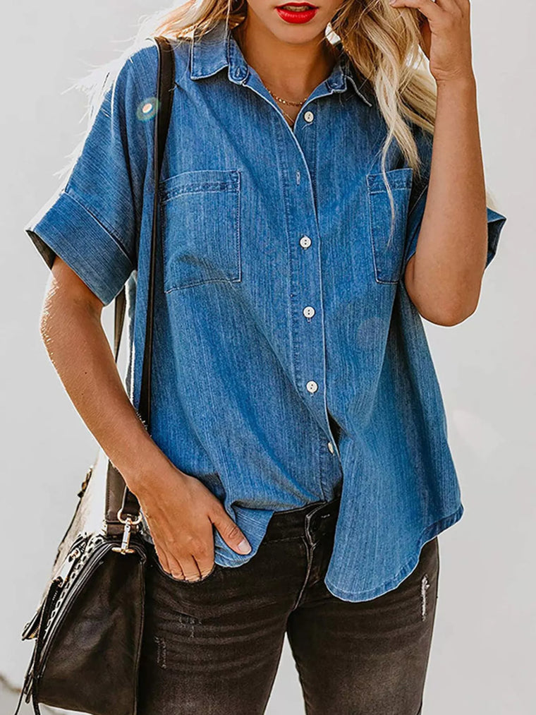 Casual Short Sleeve Denim Shirt
