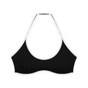 Serein Queen women's halter color block sports bra in black, front view