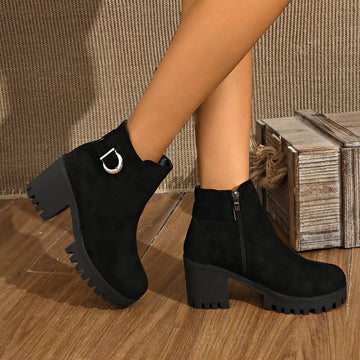 Round Toe Block Heels Boots