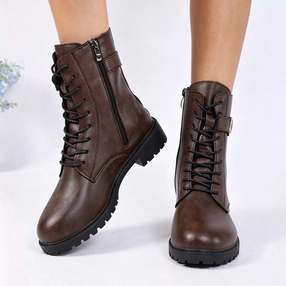 Round Toe Lace Up Boots