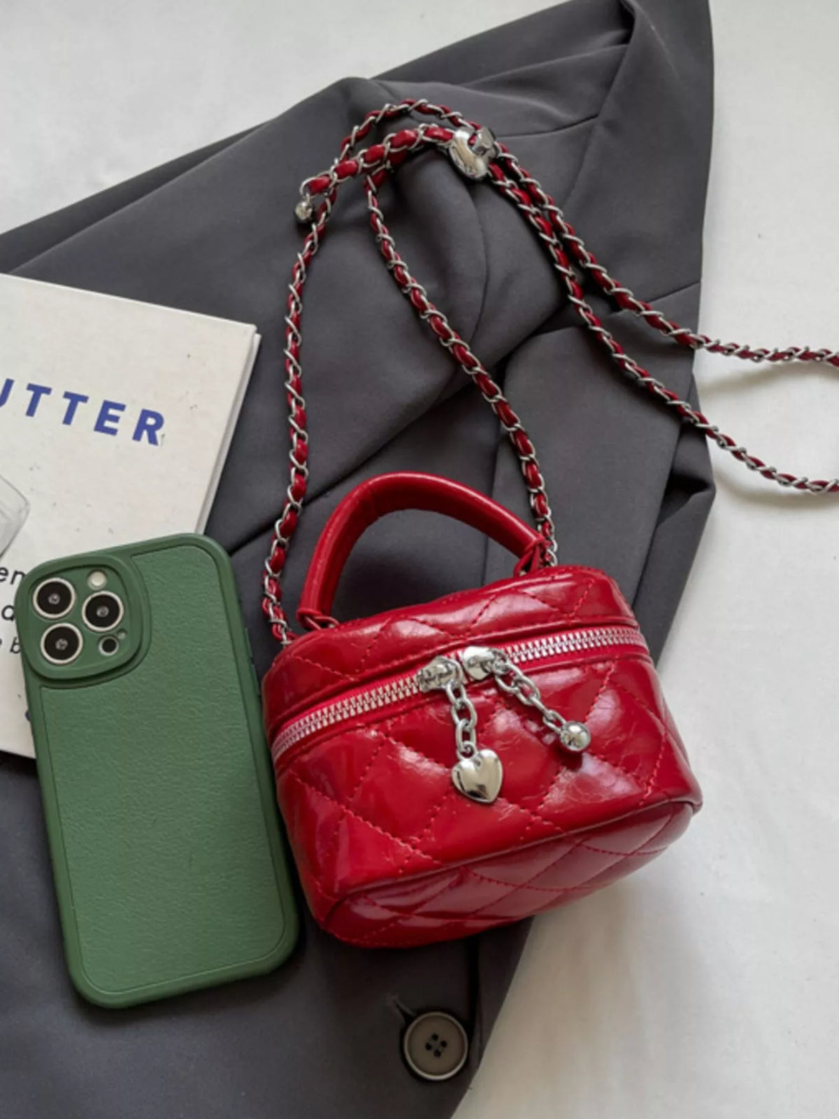 Quilted Pattern Crossbody Bag