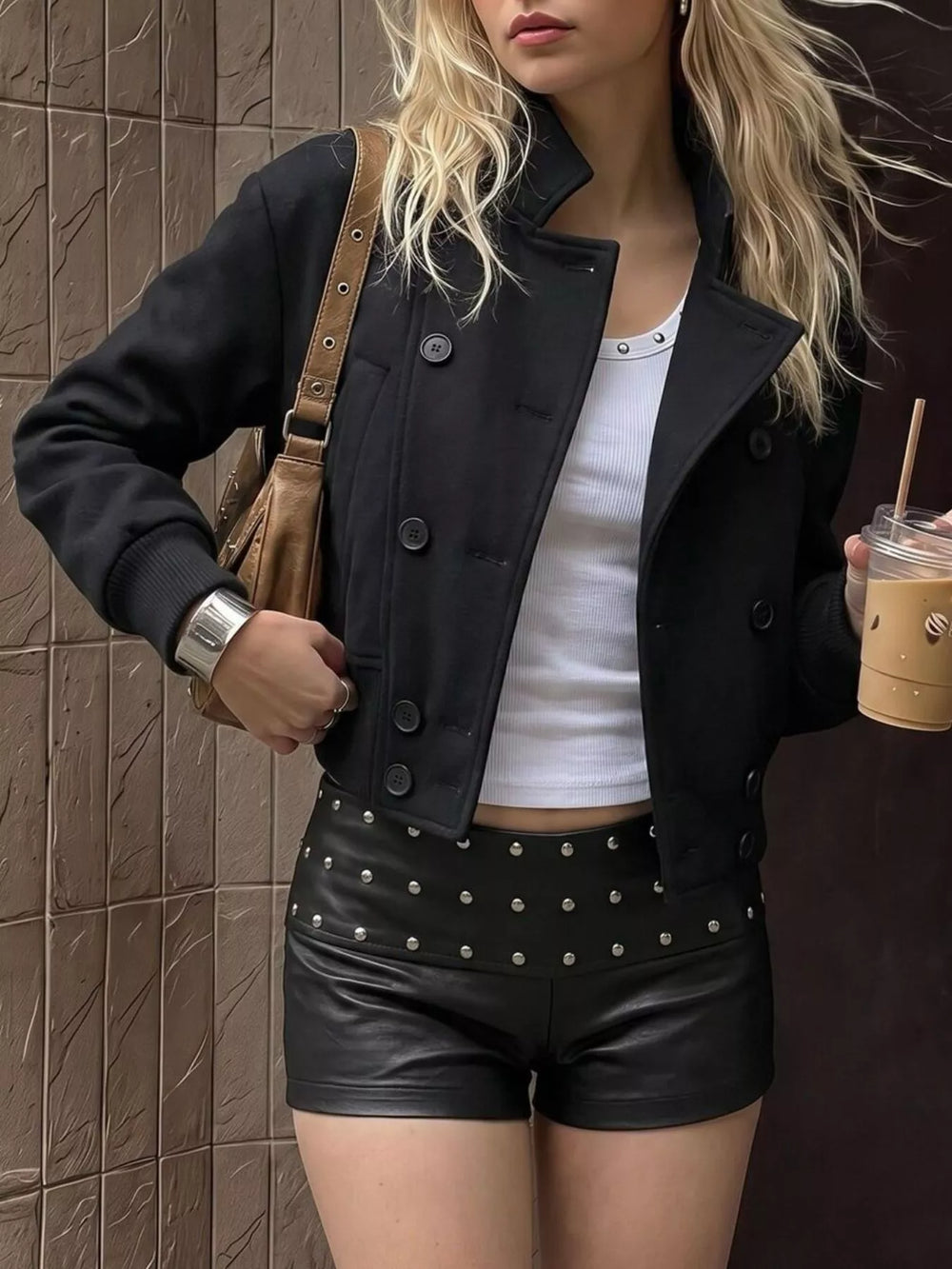 Double-Breasted Cropped Outerwear