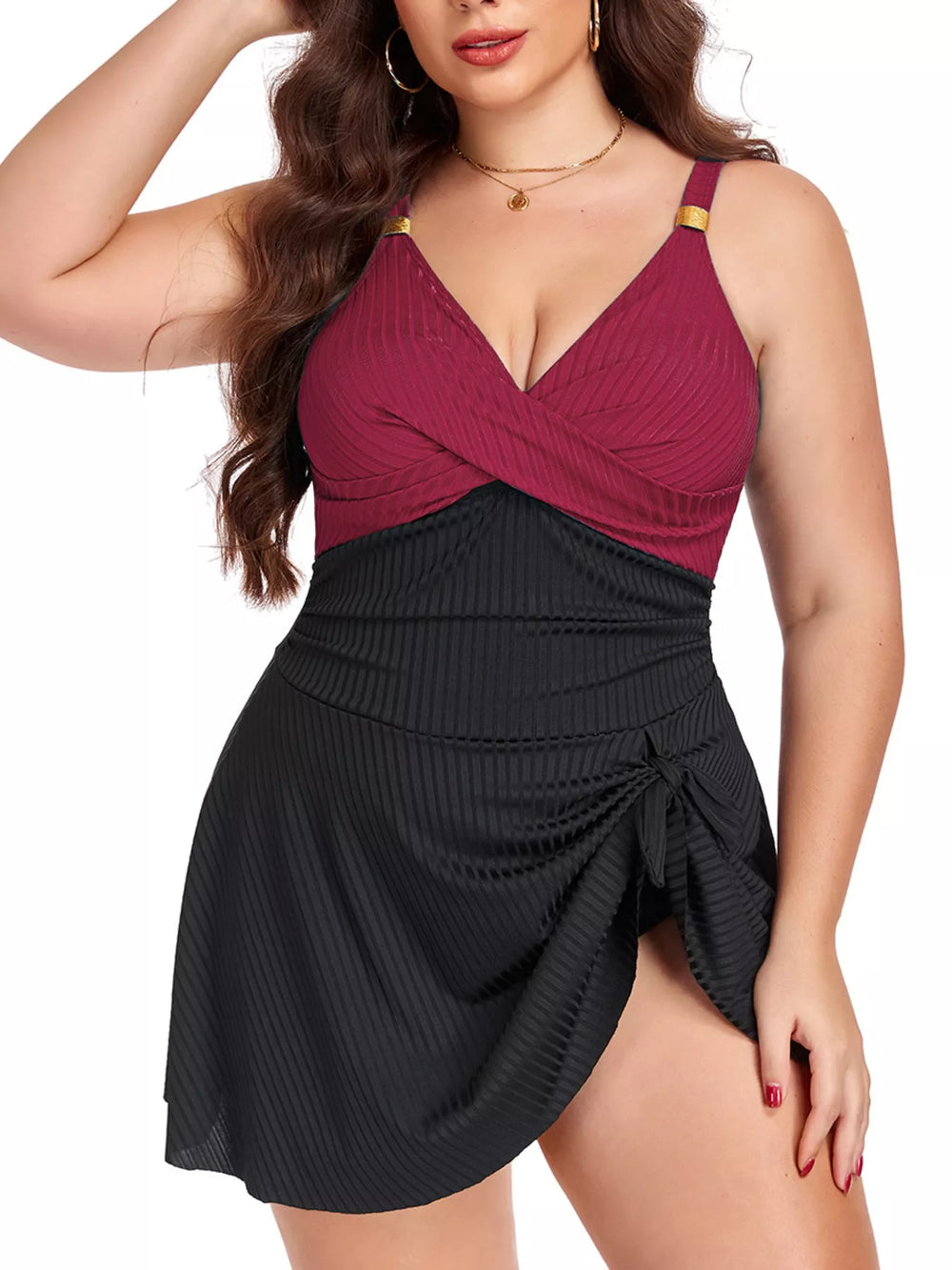 Plus Size Ruched One Piece Swim Dress