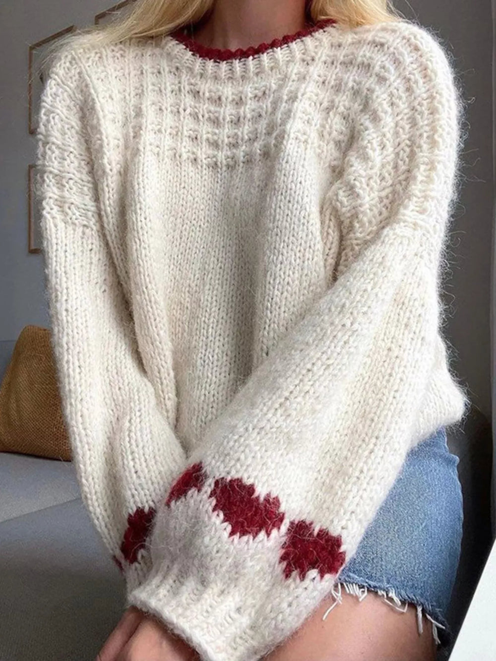 Contrast Trim Round Neck Sweater