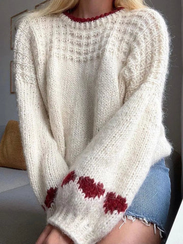 Contrast Trim Round Neck Sweater