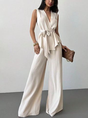 Sleeveless Top & Wide Leg Pants Set