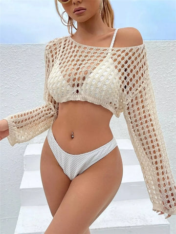 Crochet Knit Long Sleeve Cover Up