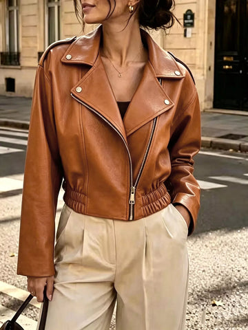 Faux Leather Zip Up Jacket