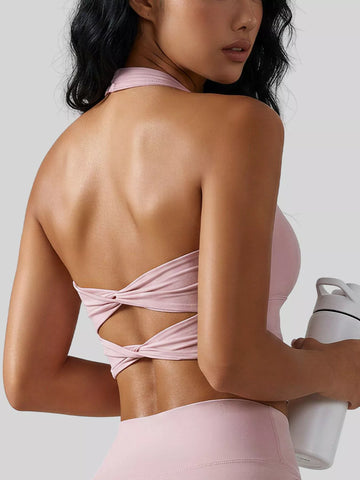 Twisted Back Halter Neck Active Bra
