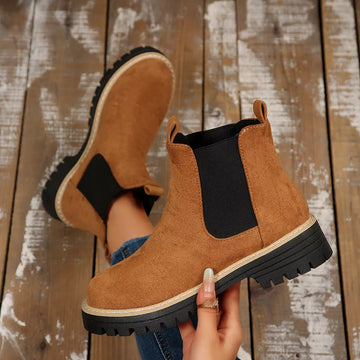 Round Toe Block Heels Boots