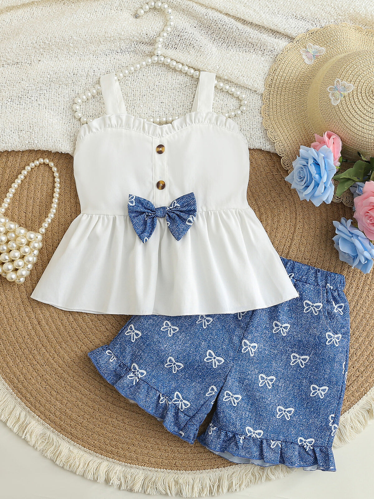 Children's Sweetheart Neck Cami and Shorts Set