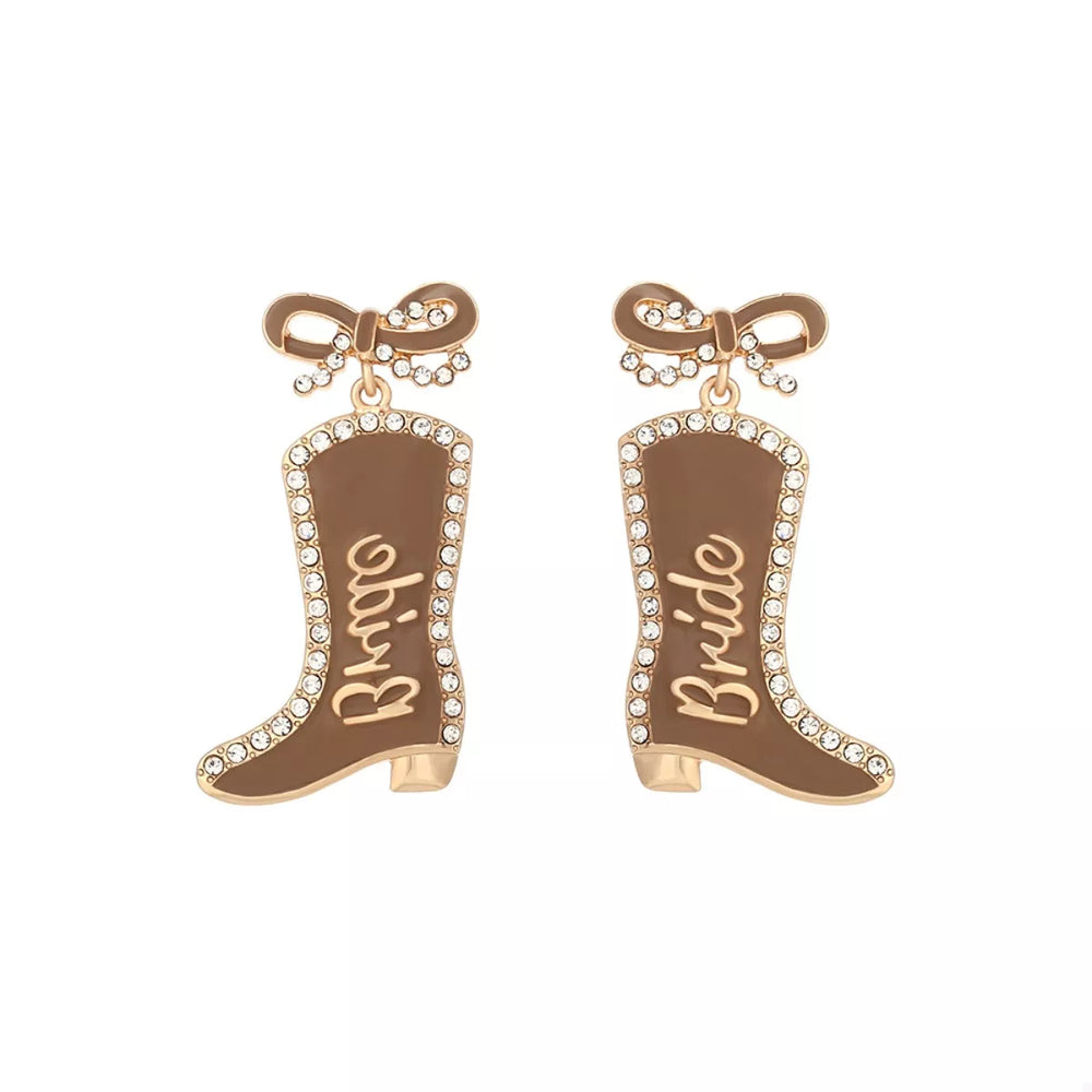 Cowgirl Boot Dangle Earrings with Bow