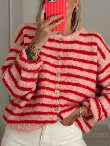 Striped Button-Down Cardigan