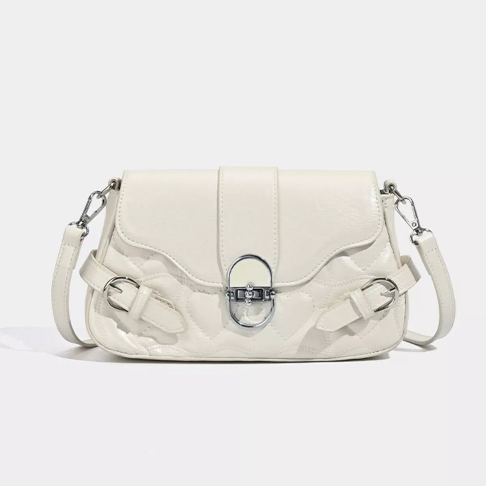 Quilted Flap Buckle Decor Crossbody Bag