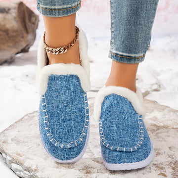 Faux Fur Lined Round Toe Shoes