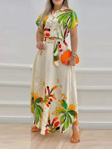 Tropical Crop Top & Maxi Skirt Set