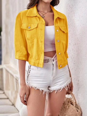Plus Size Cropped Denim Jacket