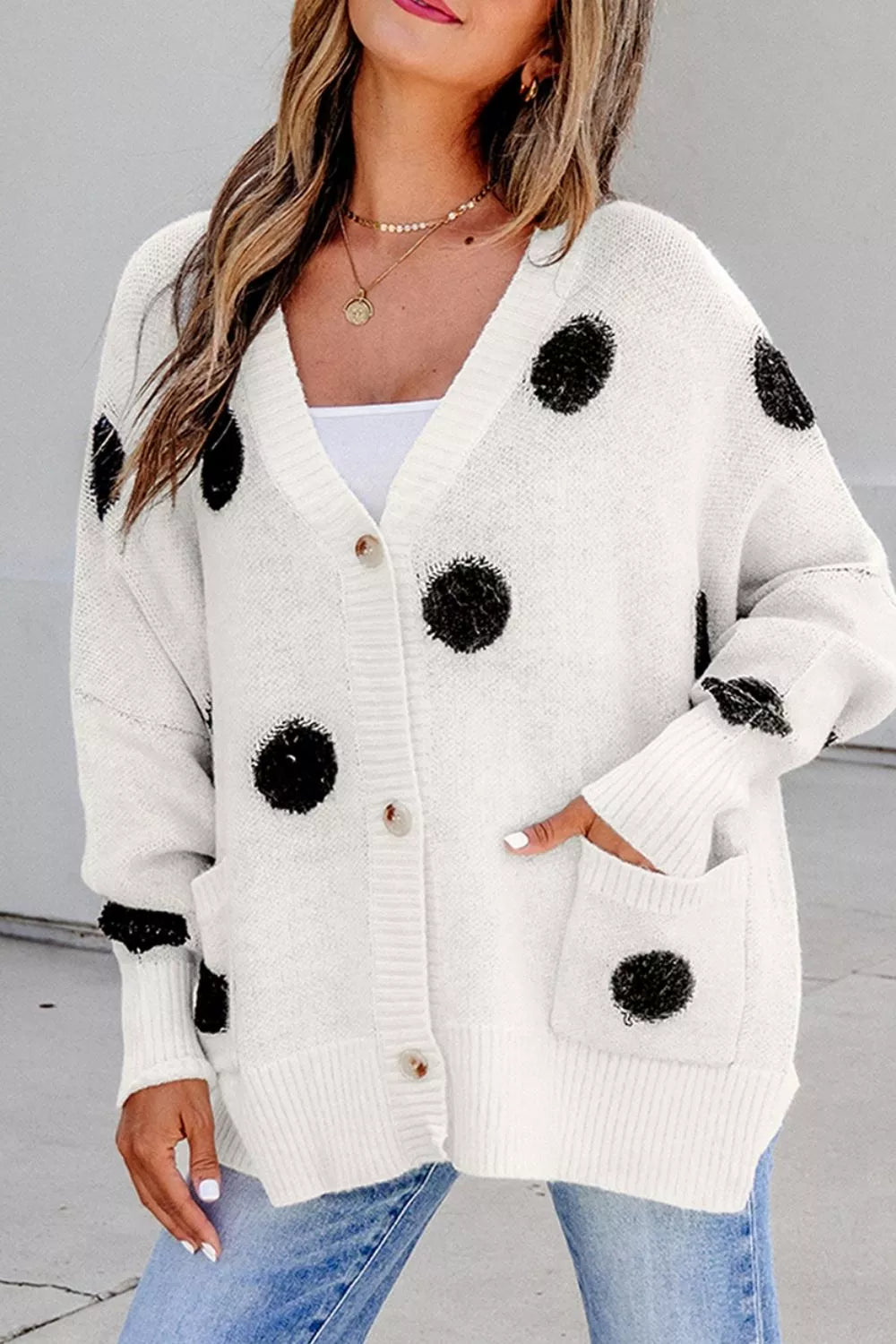 Polka Dot Button Up Cardigan