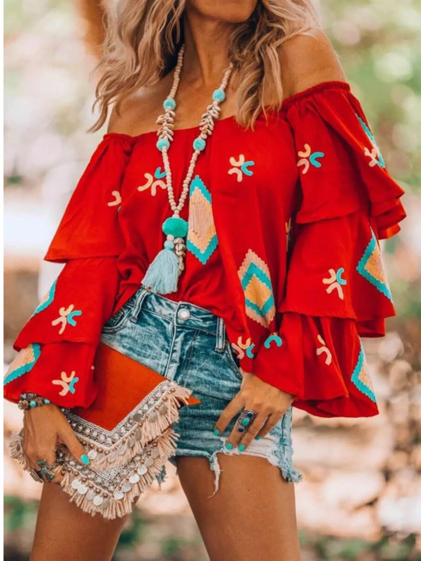 Full Size Off-Shoulder Ruffled Sleeve Blouse Plus Size selected from Blouse Bloom for Blouse Bloom: Soft Structure for Every Kind of Day