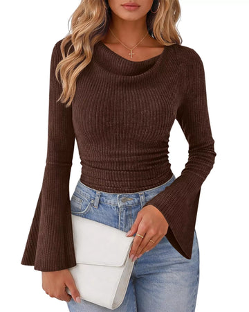 Ribbed Bell Sleeve T-Shirt