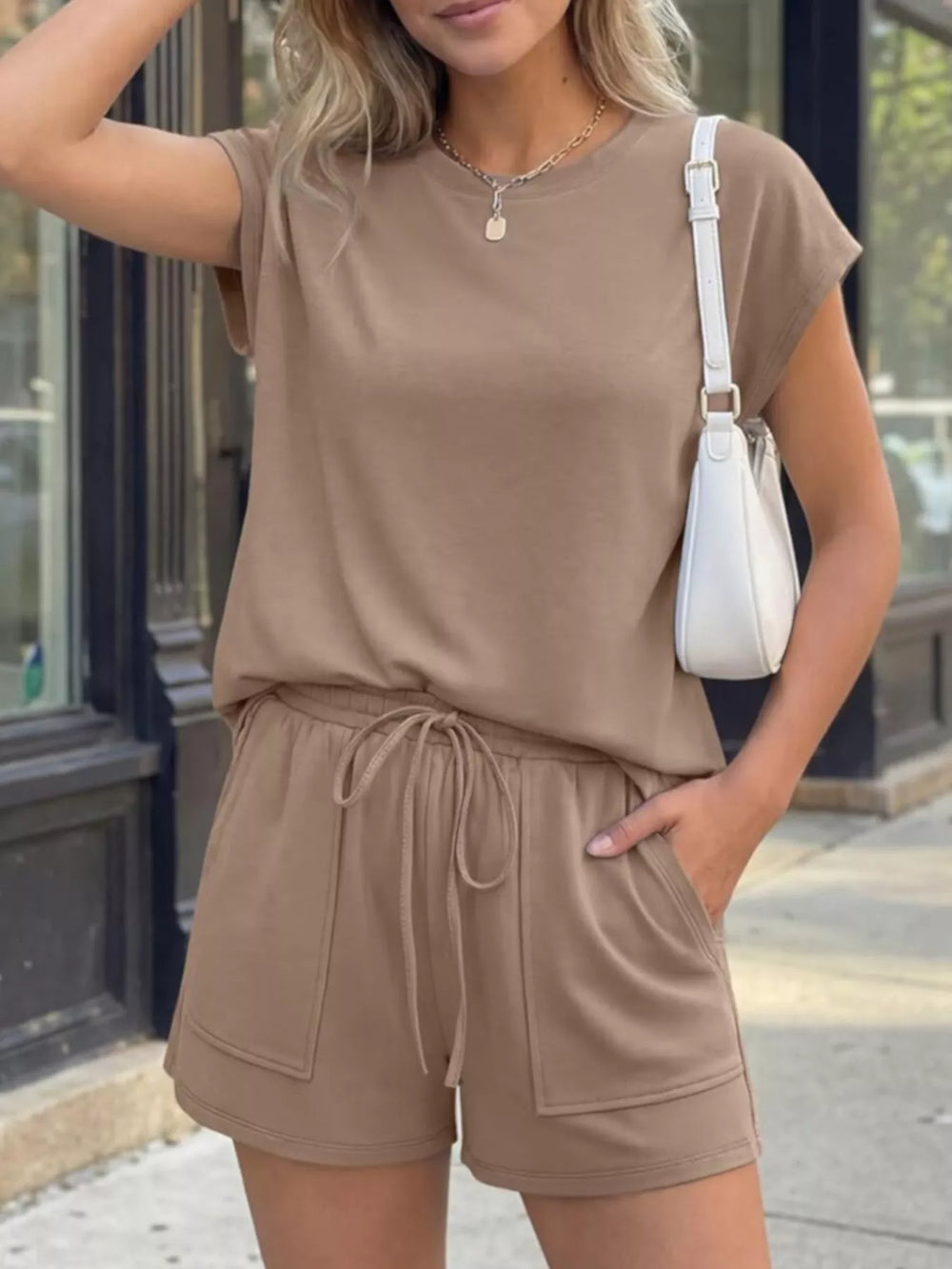 Casual Solid T-Shirt and Shorts Set