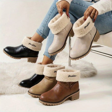 Round Toe Block Heels Boots