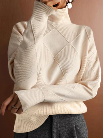 Argyle Pattern Turtleneck Sweater