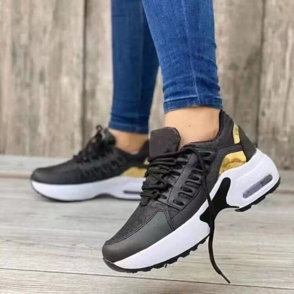 Lace-Up Round-Toe Sneakers