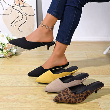 Pointed-Toe Kitten-Heel Pumps