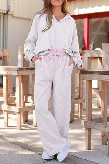 Dropped Shoulder Sweatshirt and Drawstring Pants Set