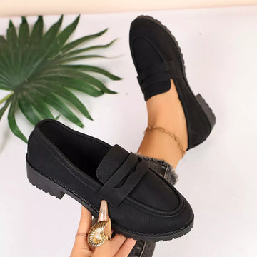 Classic Minimalist Penny Loafers with Chunky Lug Sole