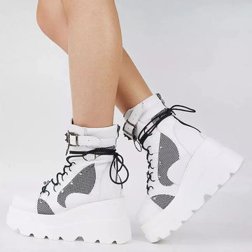 Lace Up Platform Wedge Boots