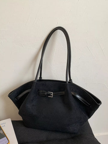 Solid Buckle Tote Bag