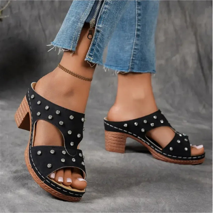 Open Toe Block Heel Sandals