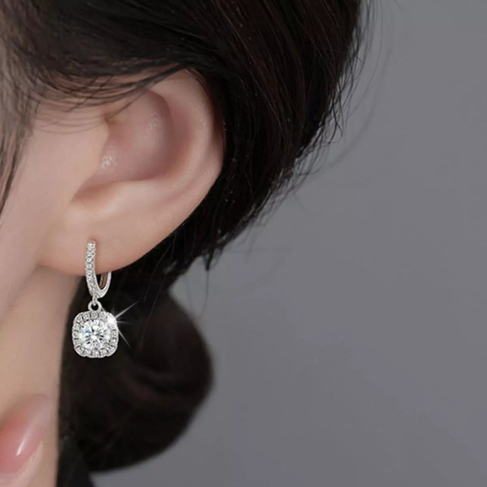 1 Carat Moissanite Sterling Silver Drop Earrings