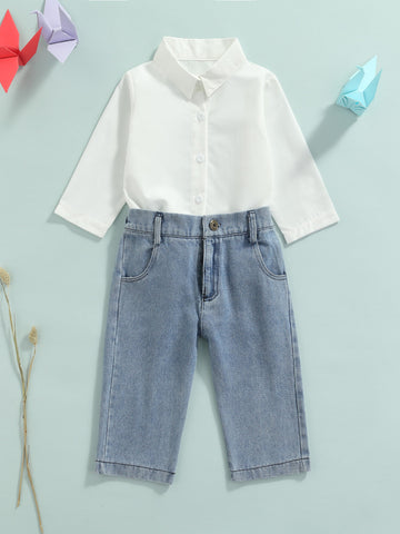 Children's Button Up Shirt and Jeans Set