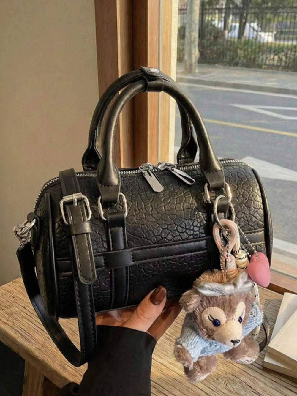 Textured Barrel Crossbody Bag