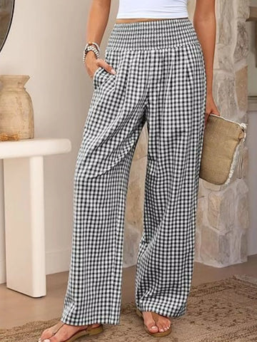 Gingham Wide Leg Pants